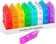 Daviky Monthly Pill Organizer 3 Times a Day, 30 Day Pill Organizer with Small Pill Box, One Month Medicine Organizer, 31 Day Pill Case Pill Container to Hold Vitamin, Supplement and Medication