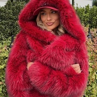 TEMU เสื้อโค้ทขนปลอมหรูหราแบบพิถีพิถัน - ฤดูหนาวกำไรย่อ, ฮoodieต์, Flee Lining & Full-Length Puffer 