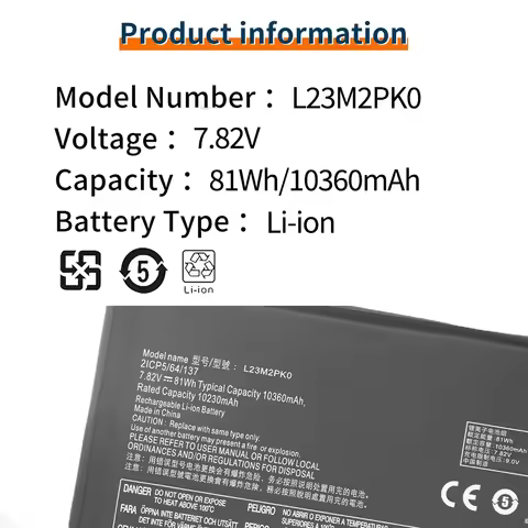 BVBH L23M2PK0 New 81wh/10360mAh Upgrade Capacity L23B2PK0 For Lenovo Legion Go 8APU1 Handheld Gaming