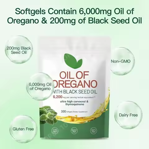 Oil of Oregano with Black Seed Balanced Capsules Organic Softgels Carvacrol Thymoquinone Dietary Sup