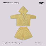 Heylo - PLEATS - One Set Pleats Jacket Hoodie Pants Pleated Suit/ Lemon/