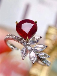 AIGS無燒紅寶石戒指鴿血紅玻尿體紅寶石2.01克拉