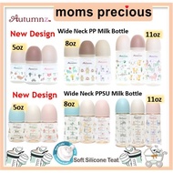 Autumnz PP PPSU Wide Neck Feeding Bottle Botol Susu /Maxy Teats / Soft Silicone Teat Puting Single/T