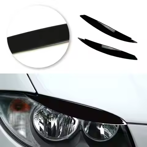 Glossy Black ABS 2pcs Car Headlights Eyebrow Eyelids Cover Trim For BMW 1 Series E81 E82 E87 E88 200
