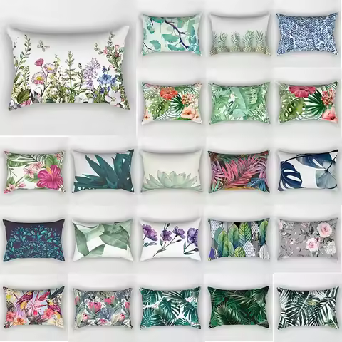 Tropical Flower Plant Bed Pillowcase Travel Bedroom Rectangular Small