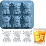 Mini Highland Cow Ice Cube Mold, 3D Cute Cattle Silicone Cube Trays for Whiskey Cocktails, Cerv E3GZ