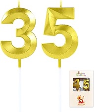EAKE 35 or 53 Birthday Candles Gold Number 35th or 53rd Candle Cake Topper for Men or Women Happy Bi