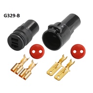 G329-6.3mm black 2p 2 hole automotive connector jack