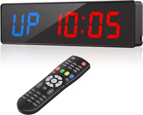 Gym Timer Interval Workout Clock 2" LED Digit with Remote 12.6"x 3.5" Count Fitness Timer Clock Upgr