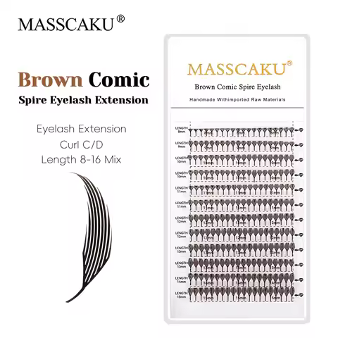MASSCAKU Brown Comic Spire Eyelash Extensions 0.05mm Thickness C D Curl Anime Effect Lashes Premium 