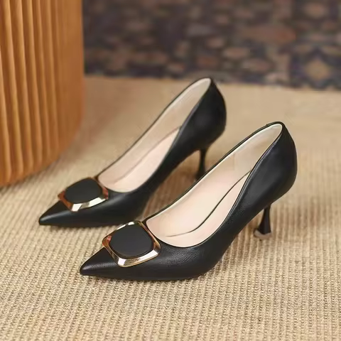 sapatos femininas women fashion sweet black leopard spring slip on stiletto heel shoes lady classic 