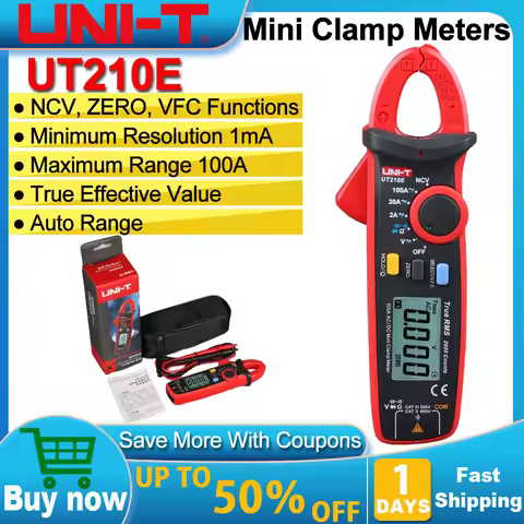UNI-T UT210E Mini Digital Clamp Meter AC DC Current Pliers Ammeter Voltmeter Clamp Multimeter Tester
