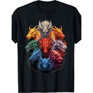 1pc Mythical Dragon Heads Graphic Tee - Cool Crew Neck Short Sleeve Cotton Shirt, Soft Breathable Ca