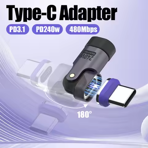 USB C Magnetic Adapter PD 240W 90 Degree Adapter Type C Right Angle Adapter 180 Degree USB C Connect