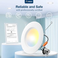 Amico 4 Pack 5/6 inch 5CCT LED Recessed Lighting, Dimmable, 12.5W=100W, 950LM, 2700K/3000K/4000K/500