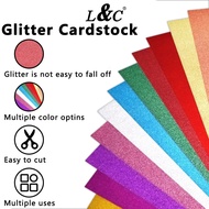 L&C 10pcs Glitter Board Paper Cardstocks Assorted Colors A4 size 250gsm Pantone Glitter Board Glitte