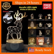 Creative Light 3D Led Usb Display Light lamp Acrylic Night Light LED Lamp Raya birthday wedding Gift