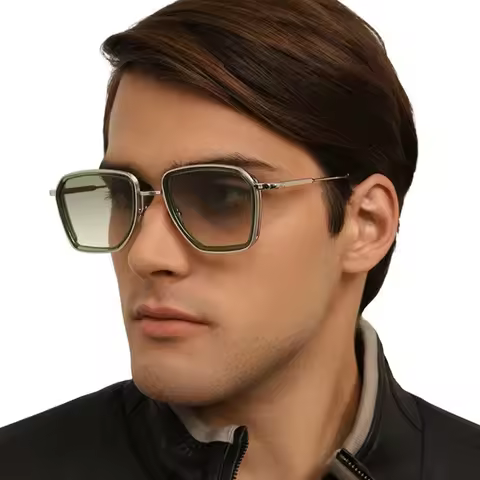 JOHN DALIA ANDRE Big Square Sunglasses Uv400 Gradient Alloy Gradient Classical Designer Handmade Eye