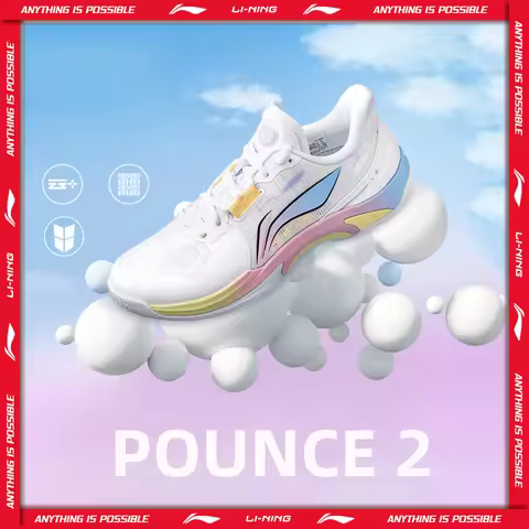 Li-Ning Unisex POUNCE 2 Badminton Shoes BOOM Cushion Lightweight High Rebound LiNing Badminton Train