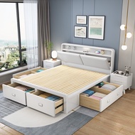 Storage Solid Wooden Bed Frame SingleQueenKing Bed Nordic Bed Frame Storage Drawers Bed Frame