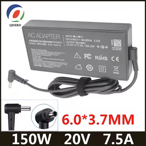 20V 7.5A 150W 6.0*3.7mm Charger AC Notebook Laptop Adapter For ASUS Rog FX95D VX60G TUF Gaming A15 F