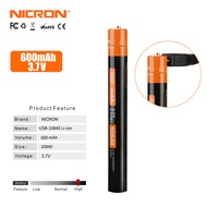 Nicron High capacity 10840 USB-10840 Li-ion Ba-ttery Re-chargeable USB hole 600mAh/3.7v use on B24/N