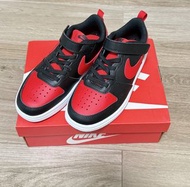 全新 19cm Nike Court Borough Low 2 黑紅童鞋