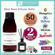 [2 x 60ml] Aroma Sense Reed Diffuser Refill (60ml) with 50 Scents for selection - Fresh & Long Lasti