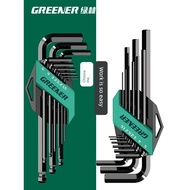 Green Forest Hex Key Set, 6-Point Hexagon Wrench Kit, Extended Handle Screwdriver Combination Tools