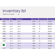 Bundle of Inventory list & Stock Check Editable Excel Sheets