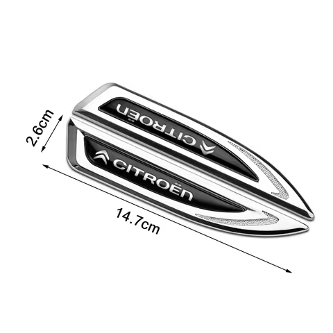 2Pcs Styling 3D Metal Side Wing Badge Fender Stickers For Citroen C1 C2 C3 C4 C4L C5 C6 C7 VTS C-ELY