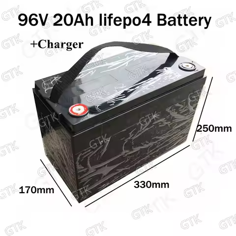 GTK Lifepo4 96v 20ah lithium battery pack 32S BMS FOR 3500w motor + 5A charger