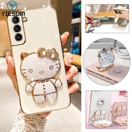 Cartoon Hello Kitty Folding Stand Phone Case for Samsung Galaxy S22 S21 Ultra S22 Plus S21 FE S21 Pl