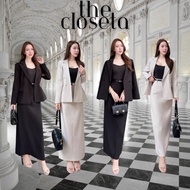 THE CLOSETA : LV365 4-Piece Suit Set Shirt + Tank Top + Belt + Tapered Skirt