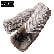 Chanel Orilag x CashmereREAL皮草圍巾，兩端均有 Coco 標誌 - [二手]