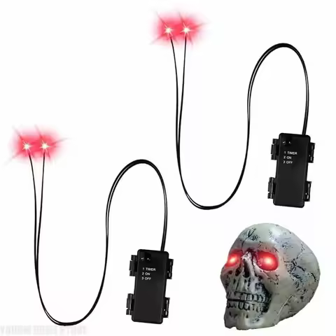 2pcs Halloween Led Glowing Eyes with Timer Light Up Skeleton Eyes Horror DIY Eyes for Masks Pumpkins