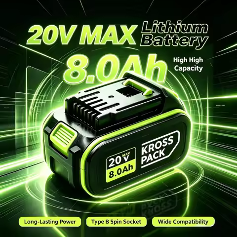 20V 6.0Ah/8.0Ah 5Pin Replacement Li-ion Battery Compatible with WORX WA3016 WA3023 WA3027 WU Series 