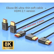 Soft Version 2.1 HDMI HD Video Cable Elbow Camera Connection Monitor Live 8K @ 60Hz 4K @ 240Hz