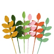 Finished Handmade Crocheted Bouquet Accessories Wool Woven 7 Leaves Four Seasons Leaves Emulational 
