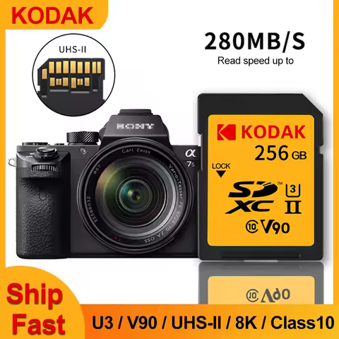 Kodak Original Memory SD Card 32GB SDHC 64GB 128GB 256GB 512GB SDXC Class10 Memory Card V30 V90 Supp