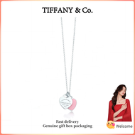 (New) Womens Fashion Necklace s925 sterling silver Return to T Series Pink Double Heart Tag mini nec