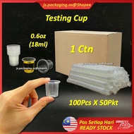 Disposable Plastic Testing Sampling Cup 0.6oz (18ml) PP Plastic Sample Cup Clear 100Pcs X 50pkt-1Ctn