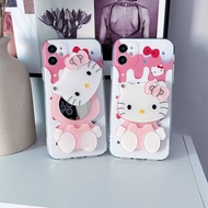 3D Kitty Cute Cat with invisible Makeup Mirror Phone Case For ITEL S23+ A49 A37 A56A58 A60S Pro A57 A36 S15 S23 Pro P37 Pro P36 Vision 1 2 Plus Vision 5 3 2 1 Pro Cover