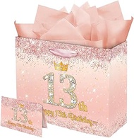 Vichona Rose Gold Happy 13th Birthday Gifts Bag for her, 13th Birthday Decorations for Her, 13 Years