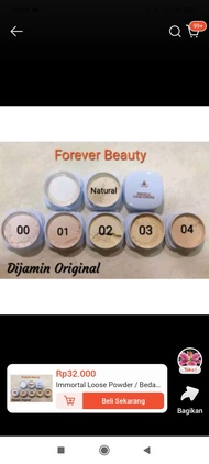 skincare immortal loose powder bedak tabur