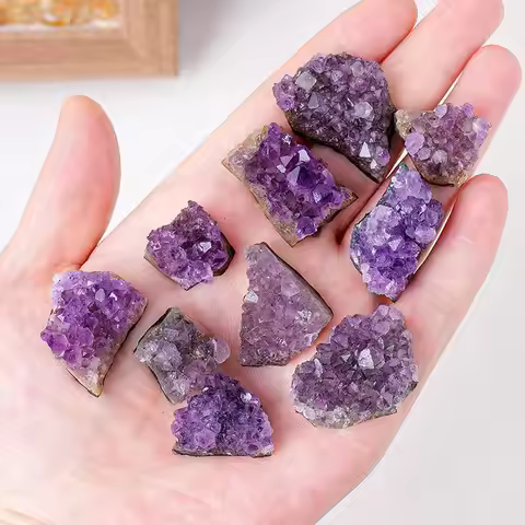 10g Amethyst Geode Natural Crystal Quartz Stone Wand Point Energy Healing Mineral Stone Rock Home De