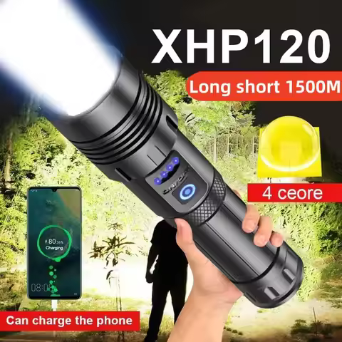 Super XHP120 Powerful Led Flashlight XHP90 High Power Torch Light Rechargeable Tactical Flashlight 1