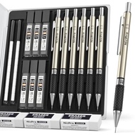 t Mechanical Pencil Set in Storage Case, 3 PCS Metal Drafting Pencil Lead Pencil with 6 Tube HB Lead