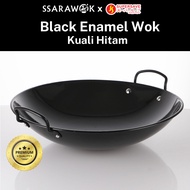 SUPERSAVE Kuali Hitam Wok Enamel Non-Stick Kuali Tak Melekat Cast Iron Wok Kuali Besi Tebal Stir-Fry