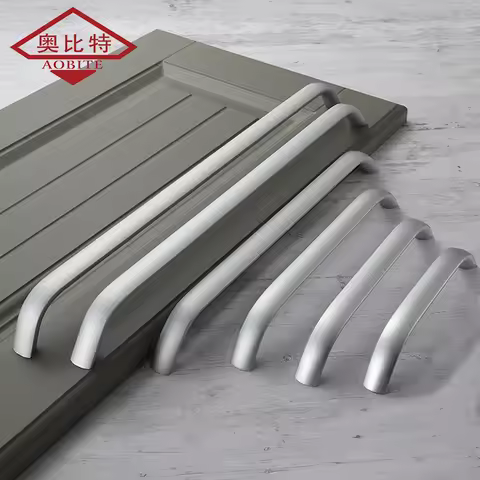 AOBT American Aluminum Kitchen Cabinet Handles Silver Thicken Furniture Pulls Lengthened 96MM-320MM 